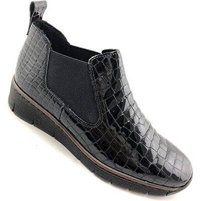 Rieker Eria Frauen Leder Slip Auf Wedge Heel Chelsea Boots Rieker Eria Frauen Leder Slip Auf Wedge Heel Chelsea Boots
