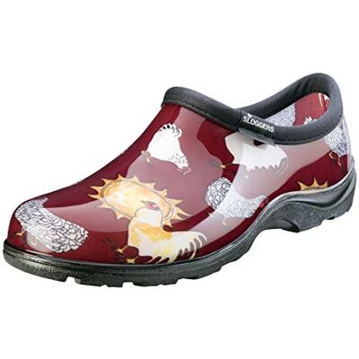 Sloggers Original wasserdichter Regen- und Gartenschuh für Damen Outdoor Slip-On Garten-Clog Made in USA mit Premium Comfort Einlegesohle und Fußgewölbeunterstützung, Chicken Print Barn Red, 37.5 Sloggers Original wasserdichter Regen- und Gartenschuh für Damen Outdoor Slip-On Garten-Clog Made in USA mit Premium Comfort Einlegesohle und Fußgewölbeunterstützung, Chicken Print Barn Red, 37.5