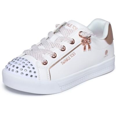 Skechers Mädchen Super Starlite Turnschuhe, White Synthetic Gold Trim, 31 EU Skechers Mädchen Super Starlite Turnschuhe, White Synthetic Gold Trim, 31 EU