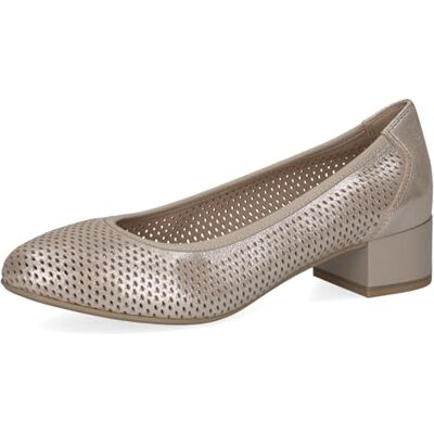 CAPRICE Comfort Damen Pumps aus Leder mit Blockabsatz, Beige (Taupe Metallic), 39 EU CAPRICE Comfort Damen Pumps aus Leder mit Blockabsatz, Beige (Taupe Metallic), 39 EU
