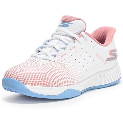 Skechers Damen Viper Court Reload Hands Free Slip-ins Sneaker, Weiß/Hellblau/Rosa, 37.5 EU Skechers Damen Viper Court Reload Hands Free Slip-ins Sneaker, Weiß/Hellblau/Rosa, 37.5 EU