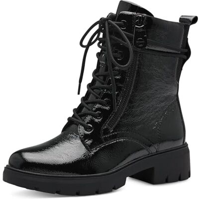 Tamaris COMFORT Damen Stiefeletten zum Schnüren mit Reißverschluss Herbst, Schwarz (Black Patent), 41 EU Tamaris COMFORT Damen Stiefeletten zum Schnüren mit Reißverschluss Herbst, Schwarz (Black Patent), 41 EU
