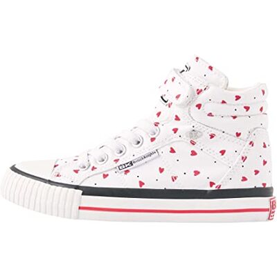 British Knights Jungen Mädchen DEE Sneaker, Weiss Punkte Rote Herzen, 25 EU British Knights Jungen Mädchen DEE Sneaker, Weiss Punkte Rote Herzen, 25 EU