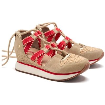 GIOSEPPO Offene Schuhe aus Leder mit Keilabsatz, Rafia Griswold, beige, 37 EU GIOSEPPO Offene Schuhe aus Leder mit Keilabsatz, Rafia Griswold, beige, 37 EU