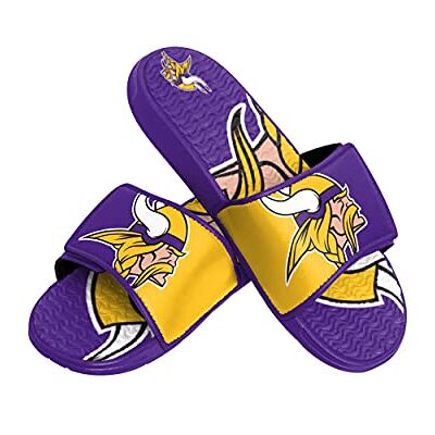 FOCO Herren NFL Team Logo Athletic Sport Dusche Flip Flop Sandalen Gel Slides Minnesota Vikings Colorblock Big L, Lavendel, 11-12 FOCO Herren NFL Team Logo Athletic Sport Dusche Flip Flop Sandalen Gel Slides Minnesota Vikings Colorblock Big L, Lavendel, 11-12