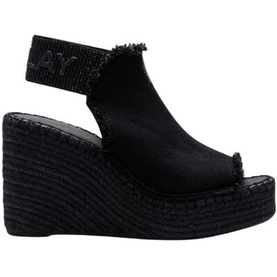 Replay Damen Wedge Espadrilles mit Denim, Black 003 (Schwarz), 38 Replay Damen Wedge Espadrilles mit Denim, Black 003 (Schwarz), 38