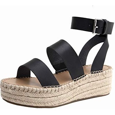 The Drop Women's Listilla Espadrille Flatform Ankle Strap Sandal, Faux Leather Black, 10 The Drop Women's Listilla Espadrille Flatform Ankle Strap Sandal, Faux Leather Black, 10