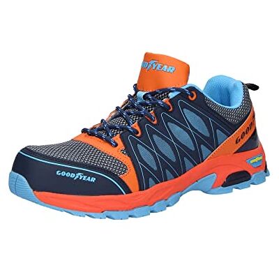 Goodyear GYSHU1583 S1P/SRA/HRO Metallfreie Zehen- und Zwischensohlen-Sicherheitstrainer aus Verbundwerkstoff, orange/blau, 44 EU Goodyear GYSHU1583 S1P/SRA/HRO Metallfreie Zehen- und Zwischensohlen-Sicherheitstrainer aus Verbundwerkstoff, orange/blau, 44 EU