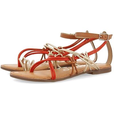 GIOSEPPO Flache Sandalen mit orangefarbenen Riemen für Damen, orange, 36 EU GIOSEPPO Flache Sandalen mit orangefarbenen Riemen für Damen, orange, 36 EU
