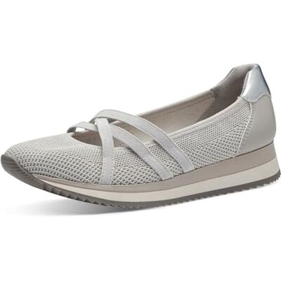 Jana Damen Ballerinas mit Riemen Vegan, Silber (Grey/Silver), 37 EU Jana Damen Ballerinas mit Riemen Vegan, Silber (Grey/Silver), 37 EU