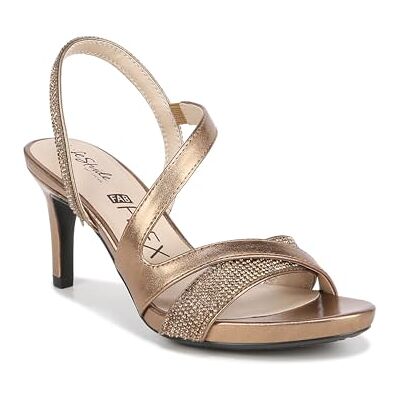 LifeStride Damen Mia Glitz Riemchensandalen mit Absatz Sandale, Bronze, 41 EU Weit LifeStride Damen Mia Glitz Riemchensandalen mit Absatz Sandale, Bronze, 41 EU Weit