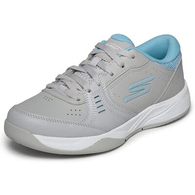 Skechers Damen Viper Court Smash Pickleball-Schuhe für Drinnen und Draußen, Entspannte Passform Sneaker, Grau/Blau, 37.5 EU Skechers Damen Viper Court Smash Pickleball-Schuhe für Drinnen und Draußen, Entspannte Passform Sneaker, Grau/Blau, 37.5 EU
