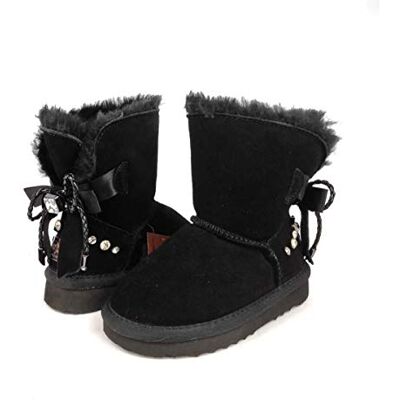 OOG, GENERATION OOG Kinder Boots aus Echt-Leder, Wildlederstiefel mit kuscheligem Kunstfell, Mädchen, Schlupfstiefel mit Schleife, Winter Schneeschuhe in Flamingo Rosa 24 EU (0691Black, numeric_33) OOG, GENERATION OOG Kinder Boots aus Echt-Leder, Wildlederstiefel mit kuscheligem Kunstfell, Mädchen, Schlupfstiefel mit Schleife, Winter Schneeschuhe in Flamingo Rosa 24 EU (0691Black, numeric_33)