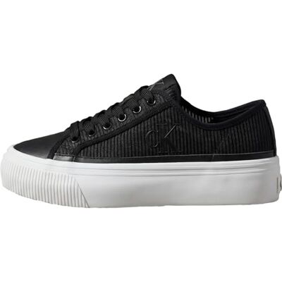 Calvin Damen Plateau Sneaker Vulc Flatf Laceup Striped NYL Gerippt, Blau (Ck Black), 37 Calvin Damen Plateau Sneaker Vulc Flatf Laceup Striped NYL Gerippt, Blau (Ck Black), 37