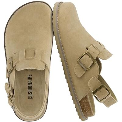 CUSHIONAIRE Brooklyn Damen Wildleder Clogs Verstellbare Slingback Clog Sandale mit Schnalle Memory Foam Weite Weite, Biscuit Suede, 39 EU CUSHIONAIRE Brooklyn Damen Wildleder Clogs Verstellbare Slingback Clog Sandale mit Schnalle Memory Foam Weite Weite, Biscuit Suede, 39 EU