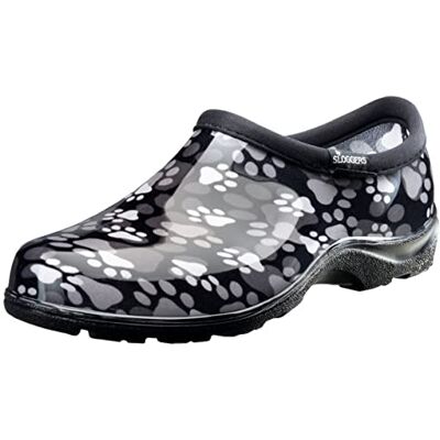 Sloggers , Wasserfester Gartenschuh für Damen, Regen- und Gartenclogs für draußen mit Premium-Komfort-Einlegesohle, (Pfotenabdruck Schwarz-Weiß), (Größe 37,5) Sloggers , Wasserfester Gartenschuh für Damen, Regen- und Gartenclogs für draußen mit Premium-Komfort-Einlegesohle, (Pfotenabdruck Schwarz-Weiß), (Größe 37,5)