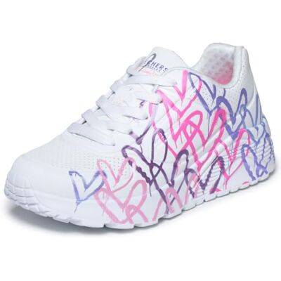 Skechers Mädchen UNO Lite Metallic Joy Turnschuhe, White Synthetic Purple & Pink Trim, 34 EU Skechers Mädchen UNO Lite Metallic Joy Turnschuhe, White Synthetic Purple & Pink Trim, 34 EU