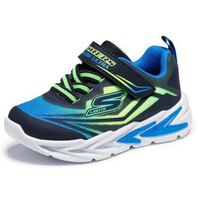 Skechers Baby Jungen Flex-Glow Ultra Turnschuhe, Black Synthetic / Blue & Lime Textile / Silve, 22 EU Skechers Baby Jungen Flex-Glow Ultra Turnschuhe, Black Synthetic / Blue & Lime Textile / Silve, 22 EU