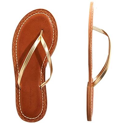 Vineyard Vines Damen Skinny Strap Lack Leder Flip Flops Flipflop, Gold, 40 EU Vineyard Vines Damen Skinny Strap Lack Leder Flip Flops Flipflop, Gold, 40 EU