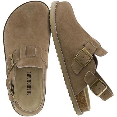 CUSHIONAIRE Brooklyn Suede Womens Slides Bequeme Clog Pantoletten mit verstellbaren Schnallen Sommerschuhe für Damen, Braungrau Taupe Suede, 39.5 EU CUSHIONAIRE Brooklyn Suede Womens Slides Bequeme Clog Pantoletten mit verstellbaren Schnallen Sommerschuhe für Damen, Braungrau Taupe Suede, 39.5 EU