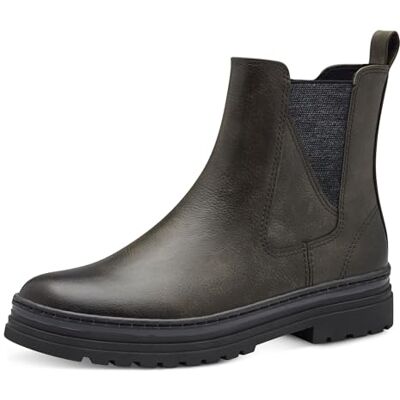 MARCO TOZZI Damen Chelsea Boots Flach mit Reißverschluss, Grün (Khaki), 37 EU MARCO TOZZI Damen Chelsea Boots Flach mit Reißverschluss, Grün (Khaki), 37 EU