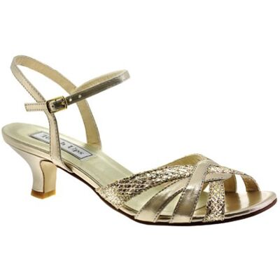 Touch Ups Damen Jane Sandale mit Absatz, Champagnerfarben glitzernd, 38.5 EU Weit Touch Ups Damen Jane Sandale mit Absatz, Champagnerfarben glitzernd, 38.5 EU Weit