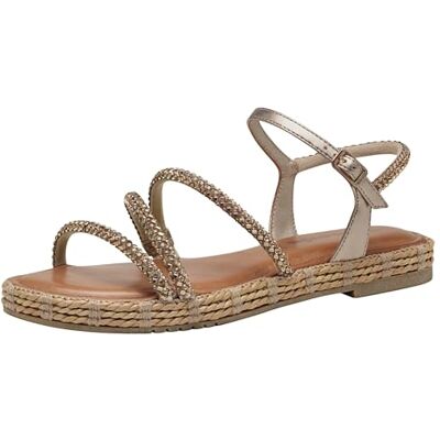 Tamaris Sandalette Damen Flach metallic,EU 37 Tamaris Sandalette Damen Flach metallic,EU 37