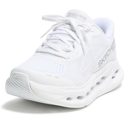 Skechers Damen Max Cushioning Glide-Step Caledonia Slipper, weiß/silberfarben, 35.5 EU Skechers Damen Max Cushioning Glide-Step Caledonia Slipper, weiß/silberfarben, 35.5 EU