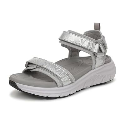 Vionic Damen Walk Max Wanderer Flache Sandals, Silberleder, Mittel, EU 40 Vionic Damen Walk Max Wanderer Flache Sandals, Silberleder, Mittel, EU 40