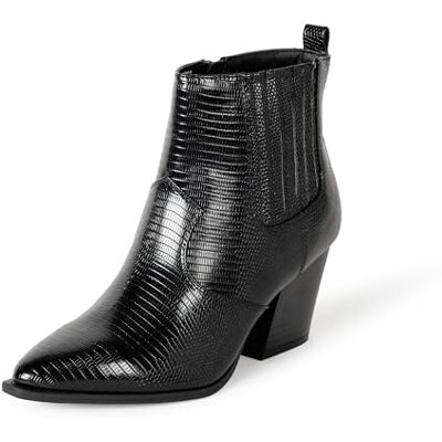 The Drop Damen Sia Pointed Toe Western Ankle Boot, Schwarze Eidechse, 36 The Drop Damen Sia Pointed Toe Western Ankle Boot, Schwarze Eidechse, 36