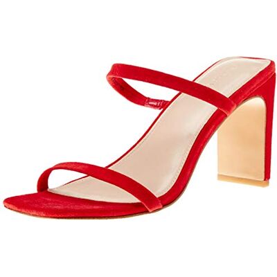 The Drop Damen Avery Square Toe Two Strap High Heeled Sandalen Rot Gr. 39 EU The Drop Damen Avery Square Toe Two Strap High Heeled Sandalen Rot Gr. 39 EU