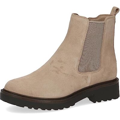 CAPRICE Damen Chelsea Boots Memotion aus Leder Flach Weite G, Beige (Sand Suede), 37 EU CAPRICE Damen Chelsea Boots Memotion aus Leder Flach Weite G, Beige (Sand Suede), 37 EU