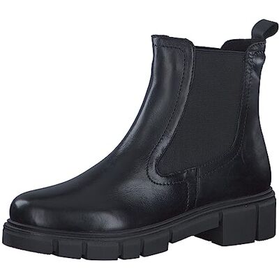 MARCO TOZZI Damen Chelsea Boots aus Leder mit Absatz, Schwarz (Black), 37 MARCO TOZZI Damen Chelsea Boots aus Leder mit Absatz, Schwarz (Black), 37