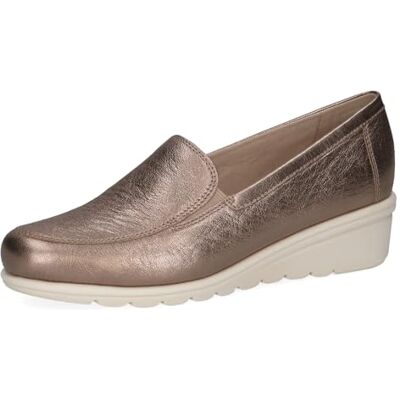 CAPRICE Damen Slipper aus Leder mit Keilabsatz, Beige (Taupe Metallic), 40 EU CAPRICE Damen Slipper aus Leder mit Keilabsatz, Beige (Taupe Metallic), 40 EU