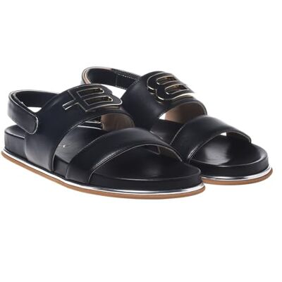 Baldinini Women’s Leather Slide Sandal – Handcrafted in Italy Elegant Calfskin Design with Logo Detail Baldinini Women’s Leather Slide Sandal – Handcrafted in Italy Elegant Calfskin Design with Logo Detail