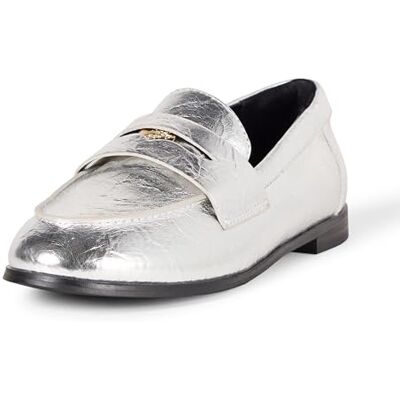 The Drop Damen Laya Loafer, Silver Crackle, 36 The Drop Damen Laya Loafer, Silver Crackle, 36