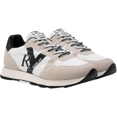 Replay Herren Sneaker mit Schnürung, White Black 062 (Weiß), 40 Replay Herren Sneaker mit Schnürung, White Black 062 (Weiß), 40