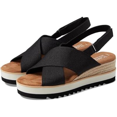 TOMS Diana Damen-Sandalen mit überkreuztem Plateau, Slingback, lässig, mittelhoher Absatz, 5,1–7,6 cm, Schwarz, Schwarz, 38.5 EU TOMS Diana Damen-Sandalen mit überkreuztem Plateau, Slingback, lässig, mittelhoher Absatz, 5,1–7,6 cm, Schwarz, Schwarz, 38.5 EU