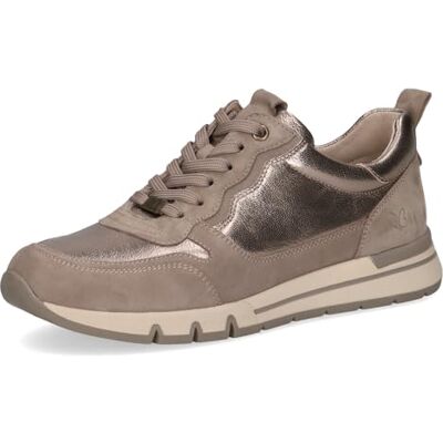 CAPRICE Comfort Damen Sneaker flach aus Leder Mehrweite H, Braun (Taupe Comb), 39 EU CAPRICE Comfort Damen Sneaker flach aus Leder Mehrweite H, Braun (Taupe Comb), 39 EU