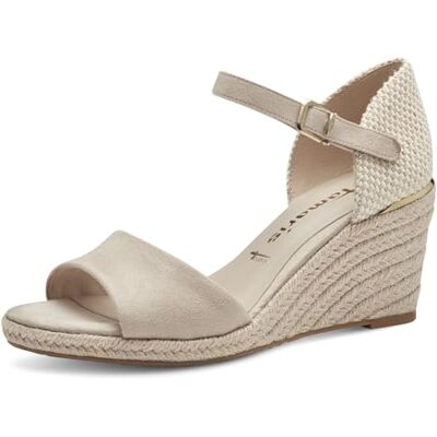 Tamaris Damen Plateau Sandalen Textil Vegan Keilabsatz Sommer; IVORY/beige; 39 Tamaris Damen Plateau Sandalen Textil Vegan Keilabsatz Sommer; IVORY/beige; 39