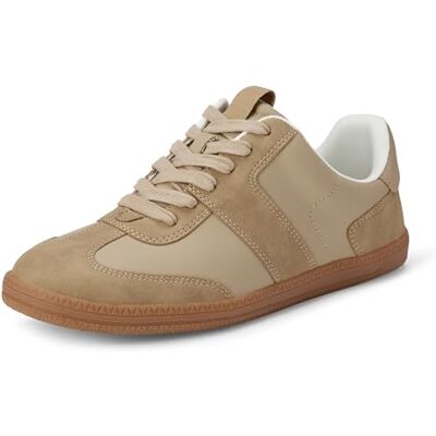 Amazon Damen Niedriger Retro-Sneaker, Kunstleder und Kunstwildleder, Bräunen, 35 EU Amazon Damen Niedriger Retro-Sneaker, Kunstleder und Kunstwildleder, Bräunen, 35 EU