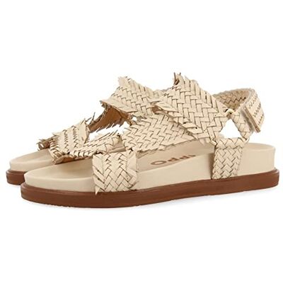 GIOSEPPO Damen-Sandalen aus Leder, Bio-Typ mit geflochtenen Riemen, elfenbein, 36 EU GIOSEPPO Damen-Sandalen aus Leder, Bio-Typ mit geflochtenen Riemen, elfenbein, 36 EU