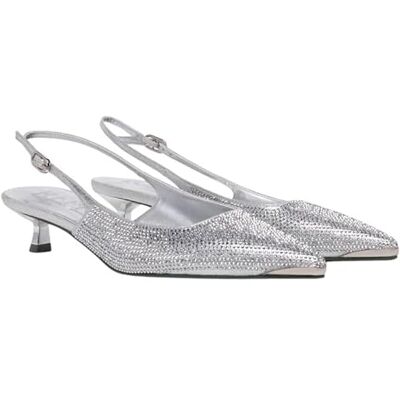 Replay Damen Slingback Pumps Niedriger Absatz, Silver 050 (Silber), 35 Replay Damen Slingback Pumps Niedriger Absatz, Silver 050 (Silber), 35