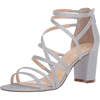 Jessica Simpson Stassey Sandaletten für Damen, mit Käfigriemen und Reißverschluss hinten, silber, 37 EU Jessica Simpson Stassey Sandaletten für Damen, mit Käfigriemen und Reißverschluss hinten, silber, 37 EU