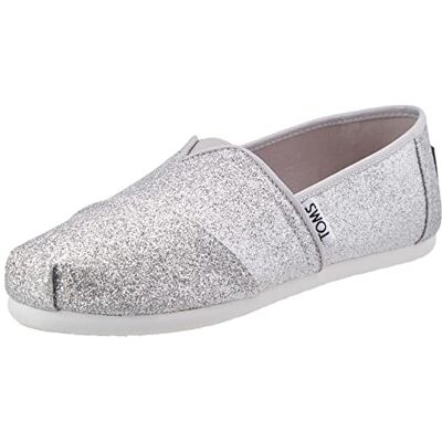 TOMS Mädchen Tiny Alpargata Flache Slipper, Silberfarben, 23.5 EU TOMS Mädchen Tiny Alpargata Flache Slipper, Silberfarben, 23.5 EU