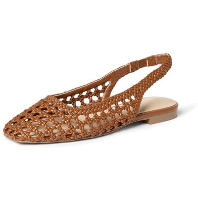 The Drop Women's Palma Woven Slingback Flat, Cognac Woven, 13 The Drop Women's Palma Woven Slingback Flat, Cognac Woven, 13