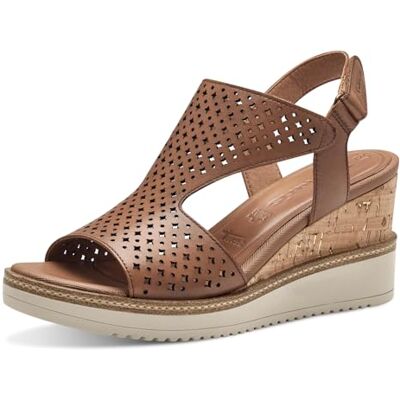 Tamaris Damen Plateau Sandalen Leder Keilabsatz Sommer; COGNAC/braun; 38 EU Tamaris Damen Plateau Sandalen Leder Keilabsatz Sommer; COGNAC/braun; 38 EU