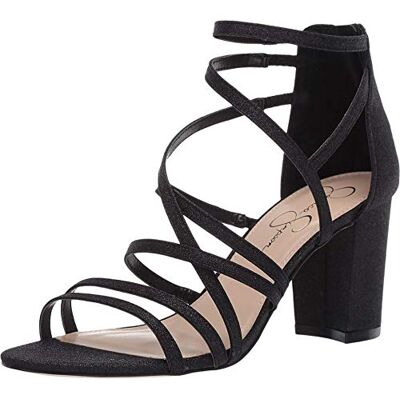 Jessica Simpson Stassey Sandaletten für Damen, mit Käfigriemen und Reißverschluss hinten, Schwarz, 35.5 EU Jessica Simpson Stassey Sandaletten für Damen, mit Käfigriemen und Reißverschluss hinten, Schwarz, 35.5 EU