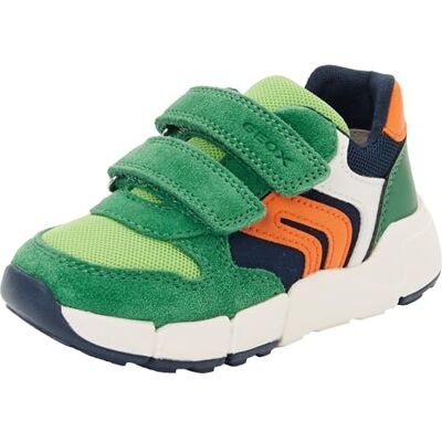 Geox Baby-Jungen B FLEXYPER MINI Boy Sneaker, Green/ORANGE, 22 EU Geox Baby-Jungen B FLEXYPER MINI Boy Sneaker, Green/ORANGE, 22 EU