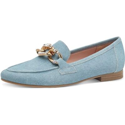 MARCO TOZZI Damen Slipper aus Leder mit Blockabsatz, Blau (Lt.Blue Jeans), 37 EU MARCO TOZZI Damen Slipper aus Leder mit Blockabsatz, Blau (Lt.Blue Jeans), 37 EU